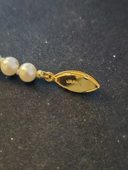 VINTAGE KNOTTED GLASS faux PEARL STRAND JAPAN 15.5″ inches Gold Tone clasp