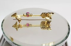0.68ct Rose Cut Diamond Ruby Antique Victorian Look 925 Silver Wedding Brooch