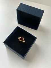 Vintage Red Cubic Zirconia Ring Gold Plated Womens Size 9