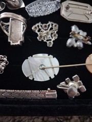 ANTIQUE VINTAGE Deco Sterling Mix Rhinestone JEWELRY LOT All Wearable 400grams