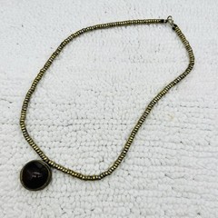 Vintage Ethnic Necklace Agate Pendant Brass 20″