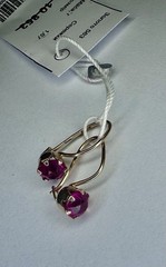 Vintage Soviet 14K 583 Rose Gold Tulip Earrings Purple Stone 1.67g