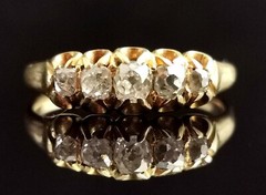 Antique five stone diamond ring, 18ct gold, Victorian