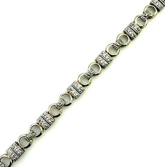 Vintage Signed FAS 925 Two Tone Sterling Silver Vermeil CZ Tennis Bracelet