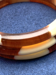 Vintage Amber Honey & Cream Lucite Bangle Bracelets Set of 3 (8-1/8” Inside Cir)