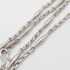 Art Deco Pt950 Platinum Solid Bar Link Chain Necklace 22.5″ inch Chinese