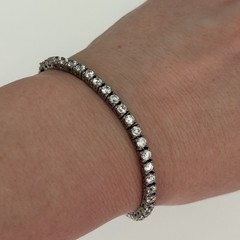 Vintage 925 Sterling Silver Clear CZ Tennis Bracelet 7″