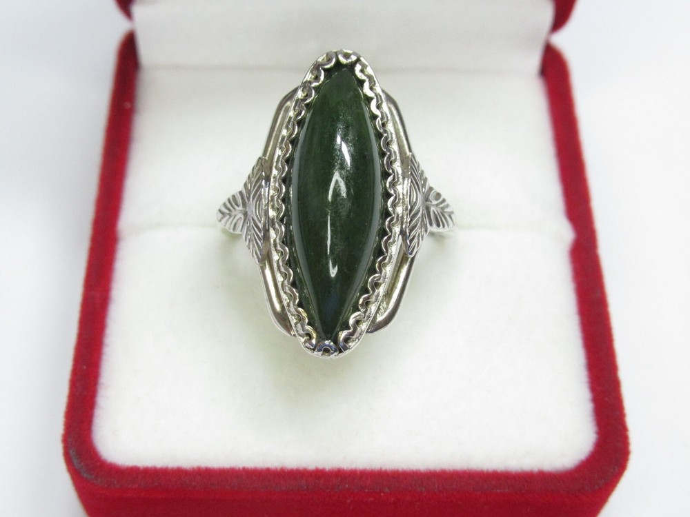 Vintage USSR sterling silver ring 875, star, nephritis, 5,43 gr., ring size 7,75