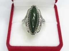 Vintage USSR sterling silver ring 875, star, nephritis, 5,43 gr., ring size 7,75
