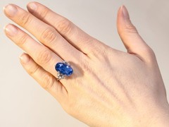 17.11Ct Ceylon Sapphire and 0.50Ct Diamond Platinum Cocktail Ring Circa 1950