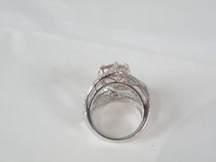 Large Sterling Silver 925 Peach Irradiated Morganite Statement Ring Size 7