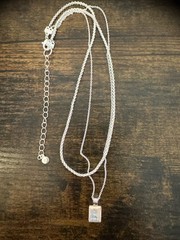 Vtg Lauren Conrad Layered Multi Strand Necklace Silver Tone Iridescent Pendant