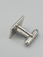 Vintage Anson Men’s Brushed Finish Bullet Back Silver Tone Cufflinks