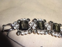 Juliana D&E Delizza Elster 5 Link Emerald Cut Clear Rhinestone Bracelet 7″ #8115