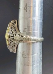 Antique Art Deco Large Hexagon Amethyst Cocktail Ring 14k White Gold Yellow