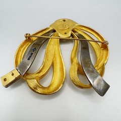 Vintage JUDITH JACK Brooch Sterling Silver Marcasite & Gold Plated Metal 3” Pin