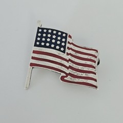 Vintage United States Sterling Silver American Flag Pin Patriotic 4th July