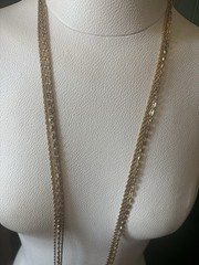 Vintage crown Trifari 3 strand Gold tone necklace 56in Long P5