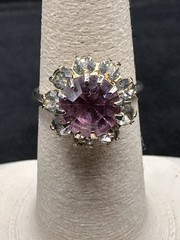 Vintage Pink Rhinestone Cluster Ring Adjustable 10kt GF Shanks 2.4g