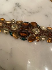 Juliana D&E Rhinestone Bracelet Brown Green 1960s Vintage Needs Repair AS IS WOW