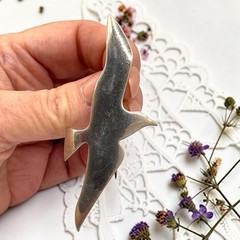 Vintage International Sterling Silver 925 Seagull Bird Brooch Pin Pendant, 3.25″