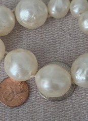 VTG Double Strand Faux Pearl Choker 14″ Grad Irregular Beads Gold‑Tone Clasp