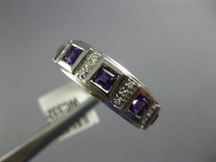.90CT DIAMOND & AAA AMETHYST 14KT WHITE GOLD 3D ROUND & PRINCESS SQUARE FUN RING