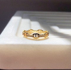 Dainty Anchor Mariner Link Chain Ring 18K Gold Filled Sterling Silver | Size 9