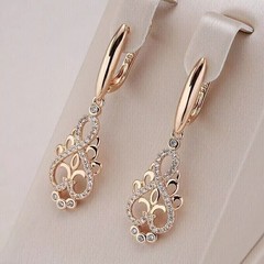 Art Deco Vintage Lab Created Diamond Party Wear New Earring 14K Rose Gold Finish