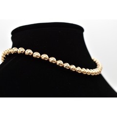 Vintage Choker Necklace Beaded Round Ball Gold Tone Chain Chunky NOS 1980s W1