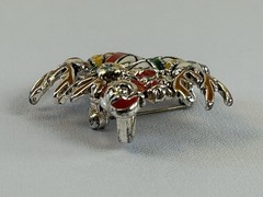 Vintage Santa Sleigh Brooch Reindeer Christmas Pin Enamel Holiday Cute