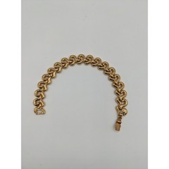 Vintage Gold Tone Interlocking S-Curve Link Bracelet 7.5 Inch Fold Over Clasp