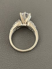 14KT White Gold 1.50CTW (1.00CT Center) Diamond Engagement Ring. Size 4.5 (H10)
