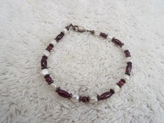 Almandine Garnet & Genuine Pearl Bracelet