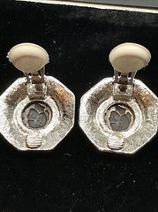 Vintage Costume Fashion Jewlery Silver tone Faux Roman Coin Clip-on Earrings