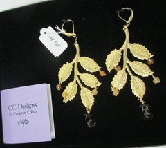 Cameron Cohen 14K GF Bohemian Leaf dangle earrings vintage HSN 1/20 Gold Filled