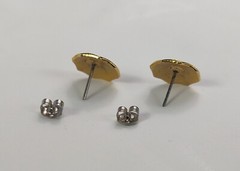 Pierced Earrings Gold Tone Multicolor Enamel Butterfly Costume Jewelry Vintage