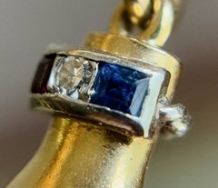 Antique Vintage 14K Gold Platinum Palladium Hand Pendant w Diamond Sapphire Ruby