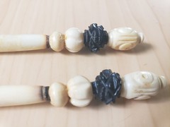 Antique Vintage 2 Hat Stick Pins / 3 +1/8″ Shaft – POSSIBLY ASIAN