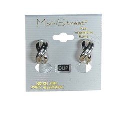 Vintage Knot Clip-On Earrings Silver Tone Nickel Free Interlocking Sensitive Ski