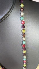 Vintage Dyed Stone Hand Knotted Beaded Necklace Multicolor Handmade