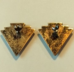 Vintage Sterling Silver Taxaco Mexico Brutalist Malachite Lapis Lazuli Earrings