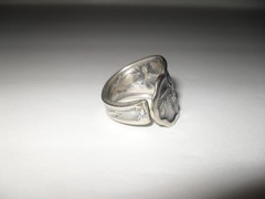 Vintage Spoon Ring Flower Poppy ? Pansy Size 9 1/4 Silver Plate