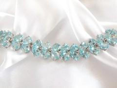 Vintage Sterling Silver 925 Natural Madagascar Blue Apatite Tennis Bracelet 7.5″