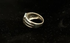 Vintage 925 Sterling Silver 3-Stone Blue Topaz Channel Band Ring Size 8.25
