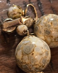 Vintage 1960s Hong Kong Bubble Paint Gumball Dangle Clip-On Earrings Faux Jasper