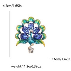 Vintage Peacock Bird Rhinestone Crystal Cyan Brooch Pin Pendant Accessories
