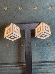 RARE Lanvin Paris 3D White Enamel Gold-Plated Square Dice Clip On Earrings COA
