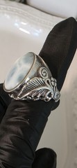 Vintage 925 Larimar Ring Thailand Sterling Silver Large Oval Statement Size 6