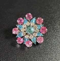 Vintage Czech Glass Mosiac Brooch